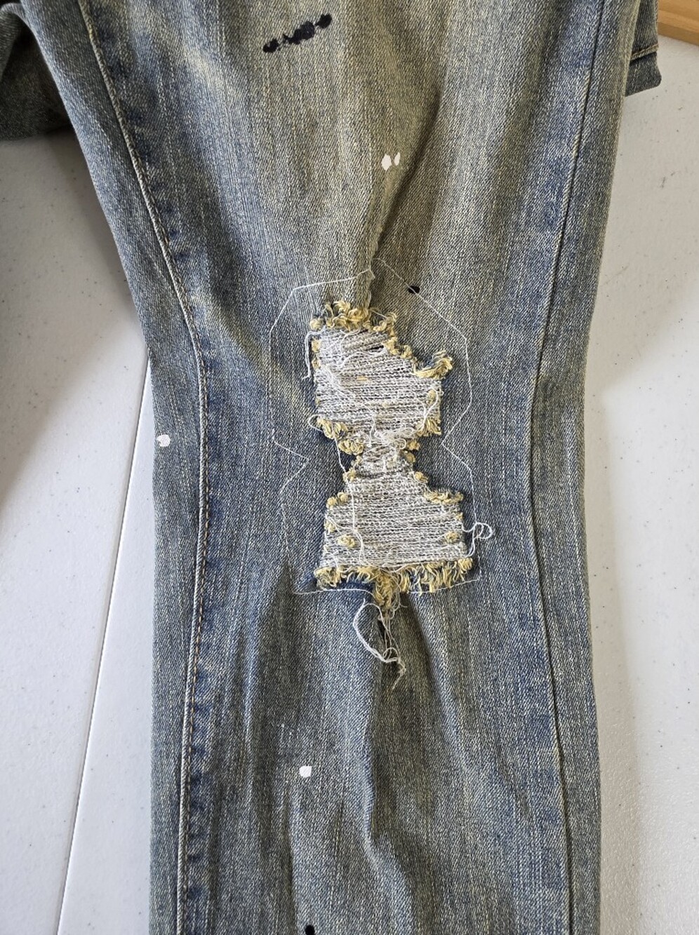 Purple Brand Paint Splatter Jeans Size W-30 Distressed Faded Denim Edgy NEW - Picture 4 of 16